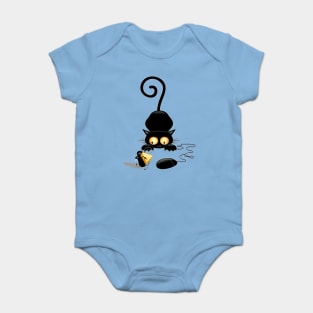 Cat, Mouse and Computer Mouse Joke Humorous Characters Baby Bodysuit